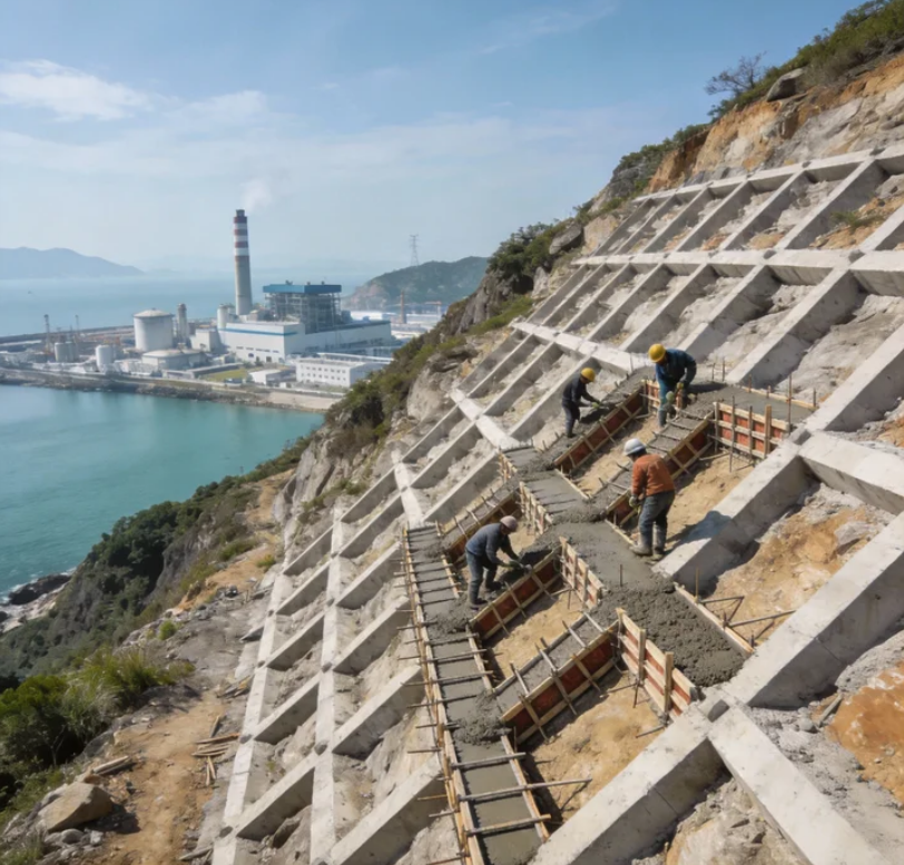 大亚湾核电站地质灾害工程 华筑天下锚杆腰梁施工实力.png