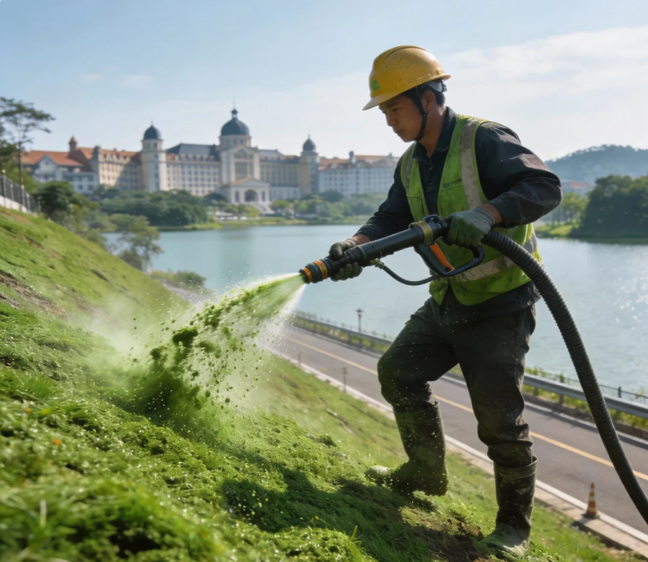绿化喷播过程_东莞松山湖大学路段坡面绿化施工1.jpg 绿化喷播过程_东莞松山湖大学路段坡面绿化施工1.jpg