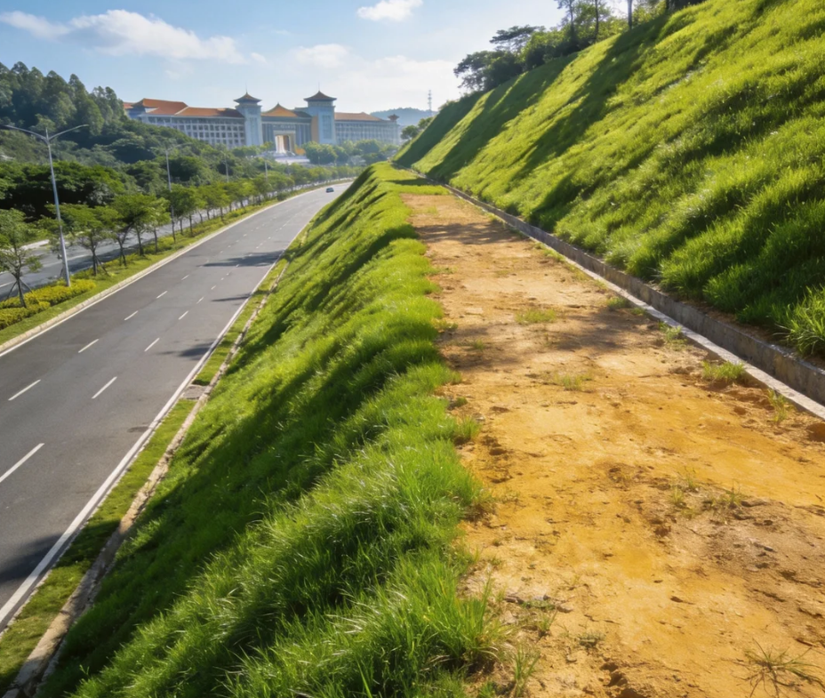 绿化喷播过程_东莞松山湖大学路段坡面绿化效果.jpg 绿化喷播过程_东莞松山湖大学路段坡面绿化效果.jpg
